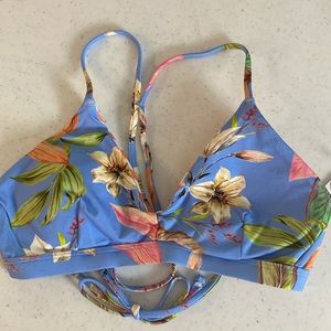 Hurley Flora Adjustable Swim Top Blue Size Medium